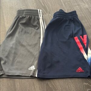 Lot / bundle of 2 pair of Adidas Kids' Gray & Navy Shorts Set boys size XL